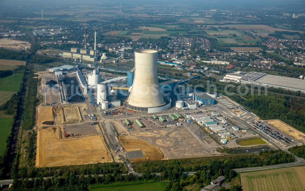 Aerial photograph Datteln - Power plants and exhaust towers of coal thermal power station Datteln 4 Uniper Kraftwerk Im Loeringhof in Datteln in the state North Rhine-Westphalia, Germany