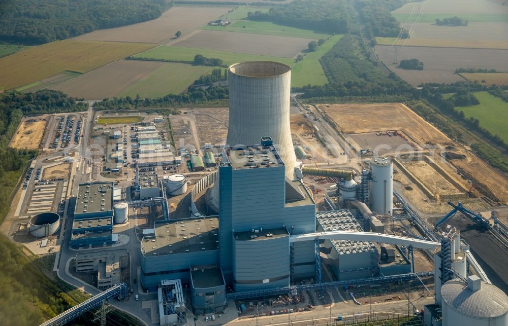 Aerial image Datteln - Power plants and exhaust towers of coal thermal power station Datteln 4 Uniper Kraftwerk Im Loeringhof in Datteln in the state North Rhine-Westphalia, Germany