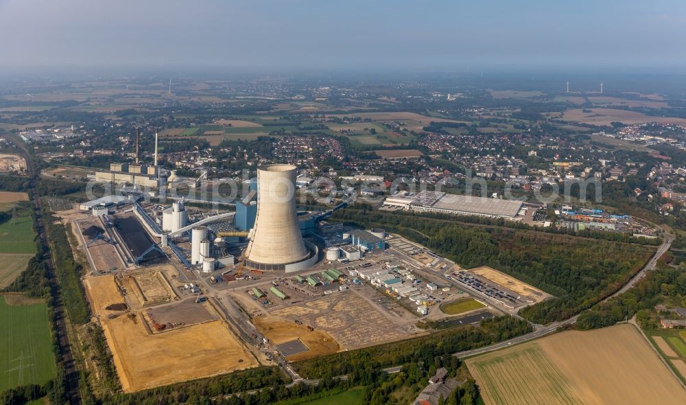 Aerial photograph Datteln - Power plants and exhaust towers of coal thermal power station Datteln 4 Uniper Kraftwerk Im Loeringhof in Datteln in the state North Rhine-Westphalia, Germany