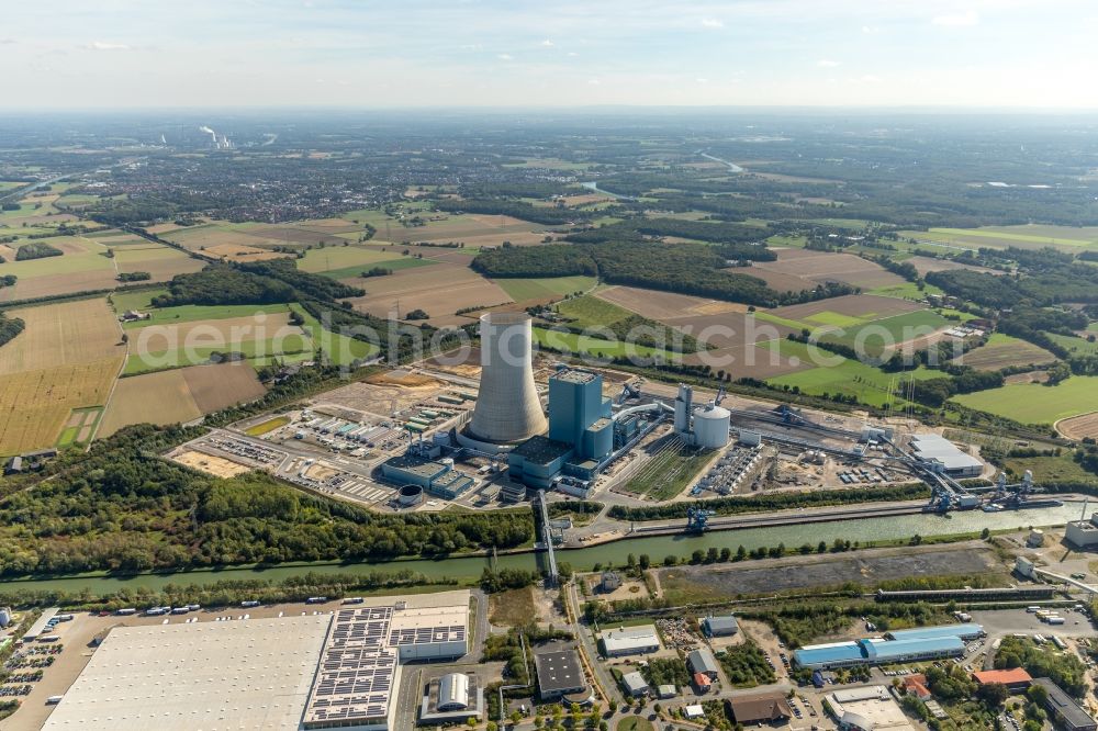 Aerial image Datteln - Power plants and exhaust towers of coal thermal power station Datteln 4 Uniper Kraftwerk Im Loeringhof in Datteln in the state North Rhine-Westphalia, Germany