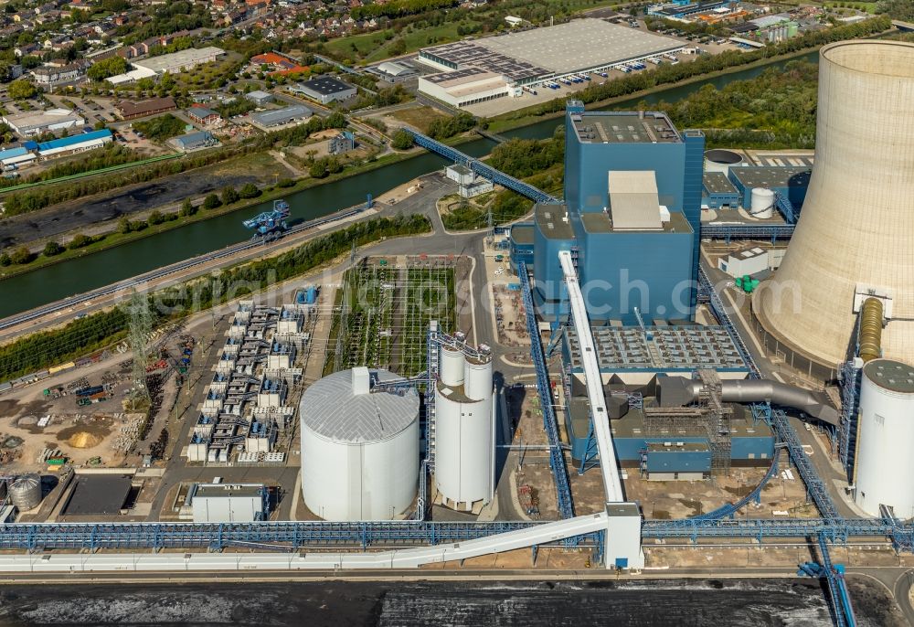 Aerial photograph Datteln - Power plants and exhaust towers of coal thermal power station Datteln 4 Uniper Kraftwerk Im Loeringhof in Datteln in the state North Rhine-Westphalia, Germany