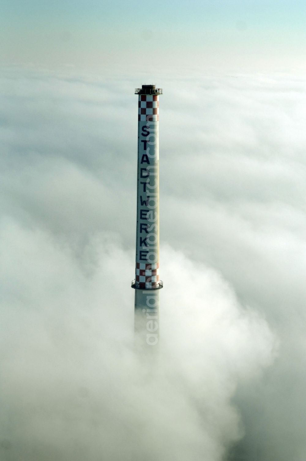 Dessau from above - Power plants and exhaust towers of coal thermal power station in Dessau in the state Saxony-Anhalt, Germany