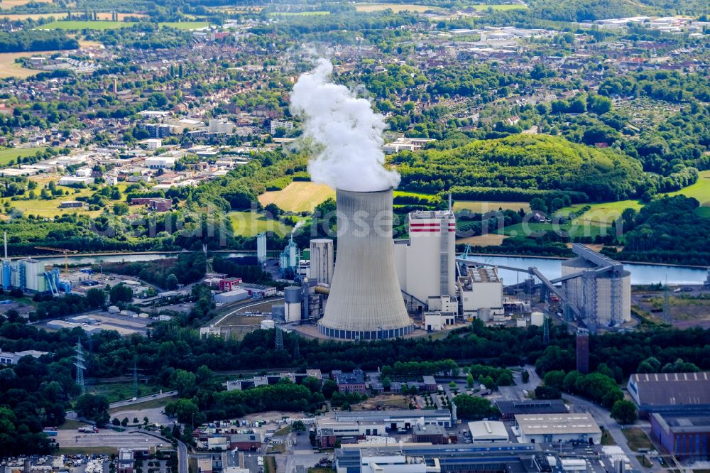 Aerial image Lünen - Power plant facilities of the coal-fired combined heat and power plant Kohlekraftwerk Luenen GmbH & Co. KG in Luenen in the federal state of North Rhine-Westphalia - NRW, Germany