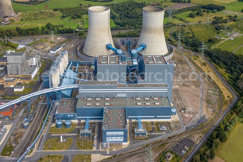 Aerial photograph Schmehausen - Power plants of the coal-fired combined heat and power plant RWE Kraftwerk Westfalen on Siegenbeckstrasse in Schmehausen in the Ruhr area in the state of North Rhine-Westphalia, Germany