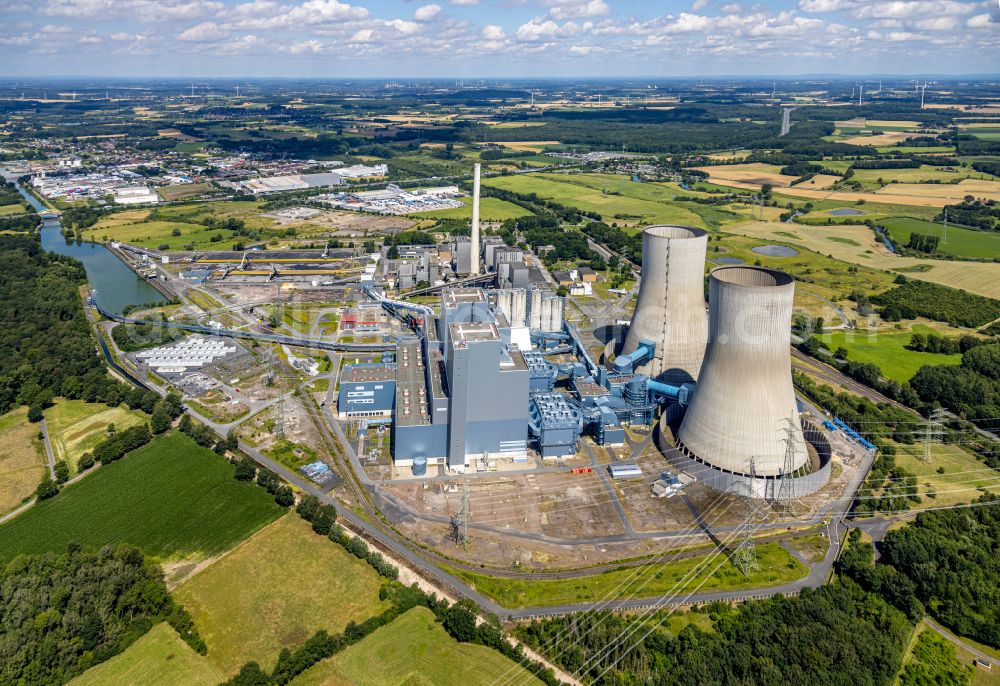 Aerial photograph Schmehausen - Power plants of the coal thermal power station of RWE Power in Schmehausen in the state North Rhine-Westphalia, Germany