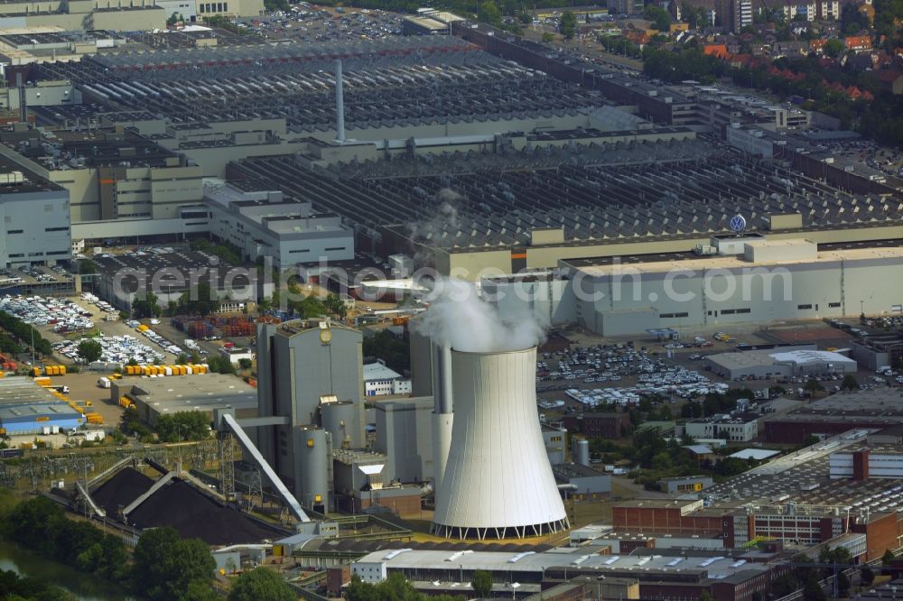 Hannover from above - Power plants and exhaust towers of coal thermal power station in Hannover in the state Lower Saxony