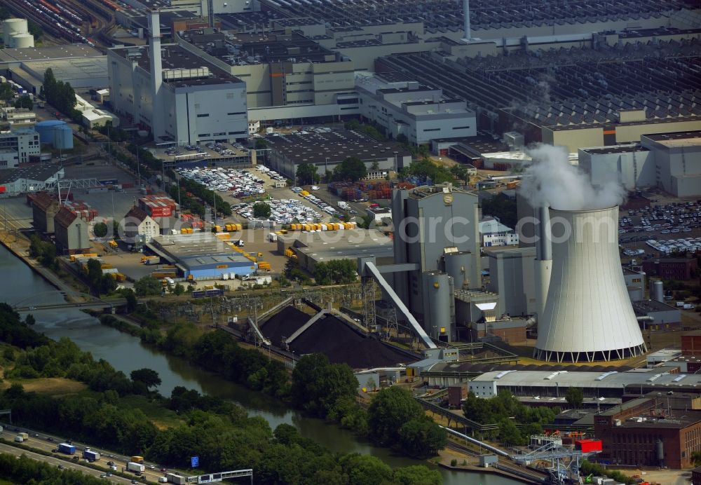 Aerial image Hannover - Power plants and exhaust towers of coal thermal power station in Hannover in the state Lower Saxony