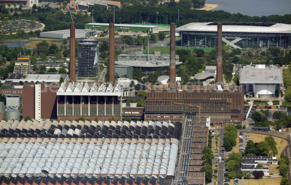 Aerial photograph Wolfsburg - Power plants and exhaust towers of the old coal thermal power station in Wolfsburg in the state Lower Saxony