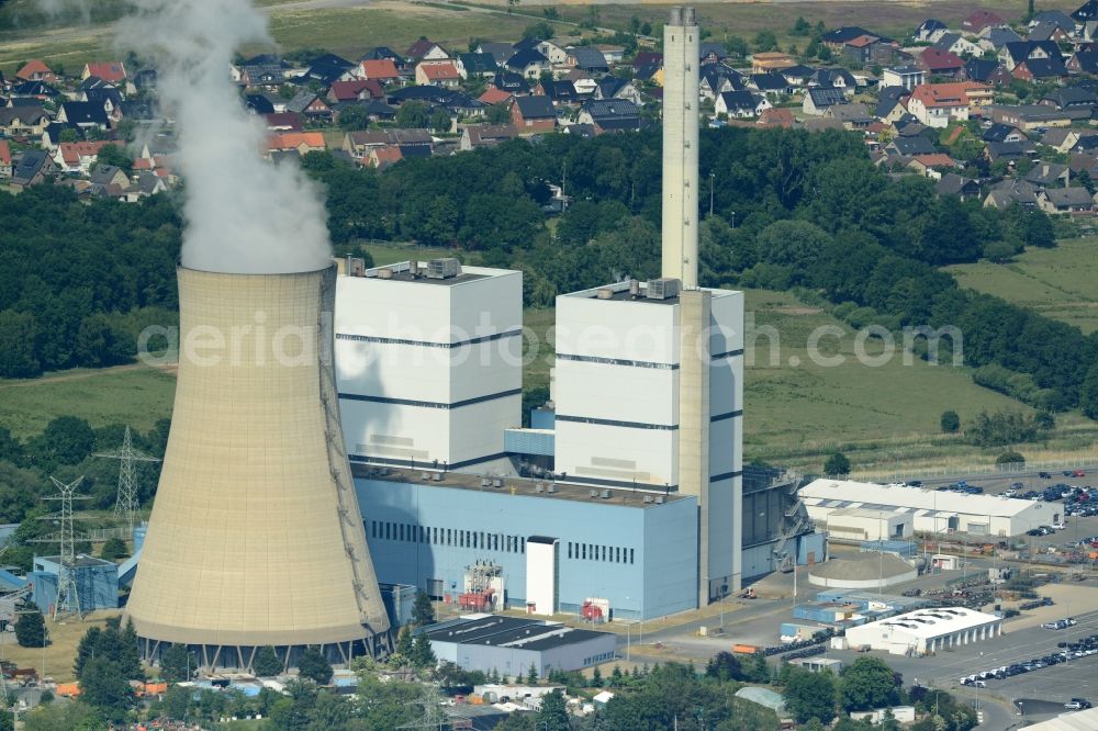 Aerial image Wolfsburg - Power plants and exhaust towers of coal thermal power station in Wolfsburg in the state Lower Saxony