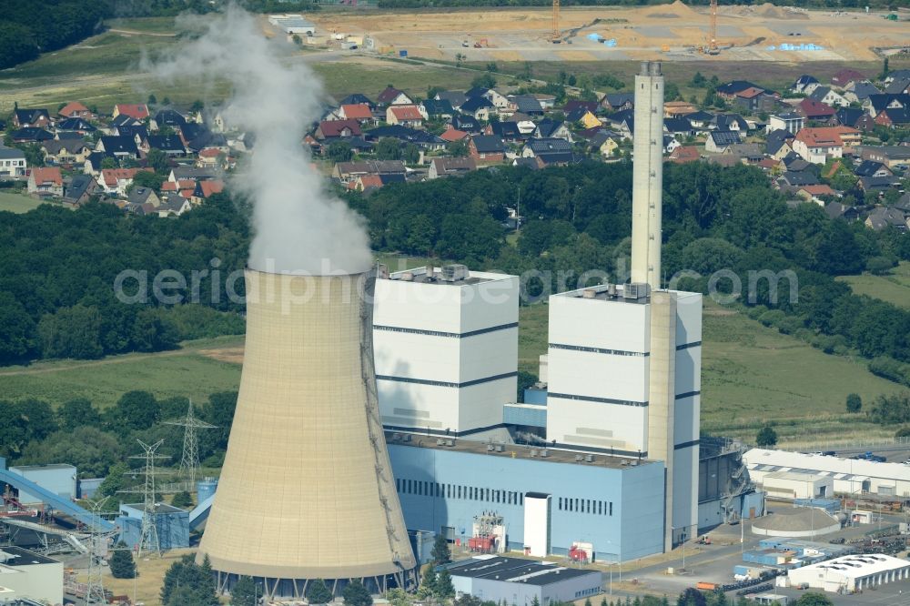 Aerial photograph Wolfsburg - Power plants and exhaust towers of coal thermal power station in Wolfsburg in the state Lower Saxony