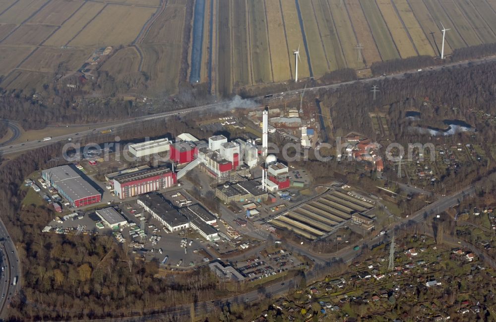 Bremen from above - Power plants and exhaust towers of thermal power station in the district In den Hufen in Bremen