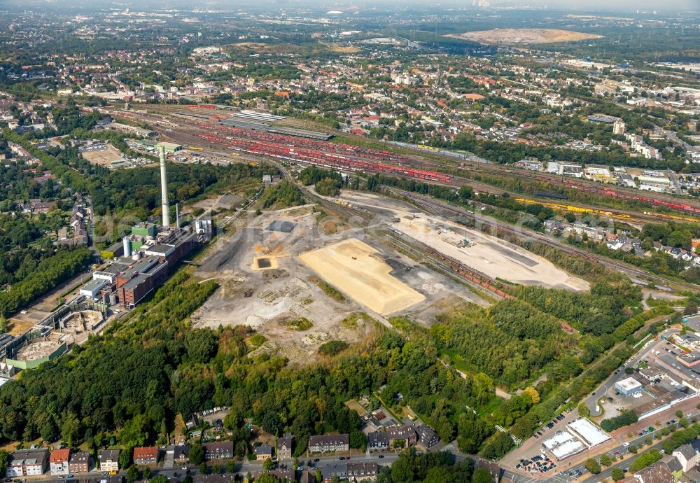 Aerial photograph Herne - Power plant of the coal thermal power station Shamrock on site of the former mining pit Shamrock in the Wanne-Eickel part of Herne in the state of North Rhine-Westphalia