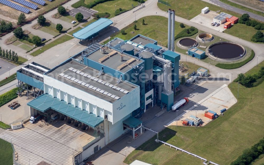 Aerial image Lauta - Power plants and exhaust towers of thermal power station in Lauta in the state Saxony