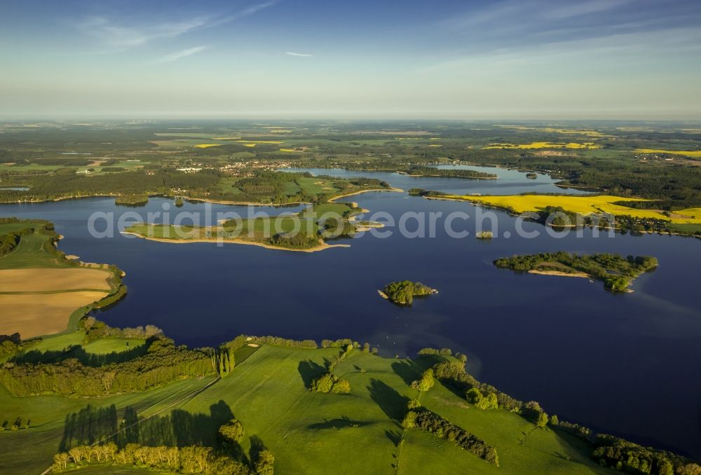 Krakow am See from above - View of the Krakower seascape near Krakow am See in the state Mecklenburg-West Pomerania