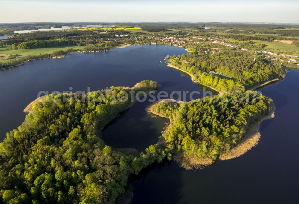 Krakow am See from the bird's eye view: View of the Krakower seascape near Krakow am See in the state Mecklenburg-West Pomerania