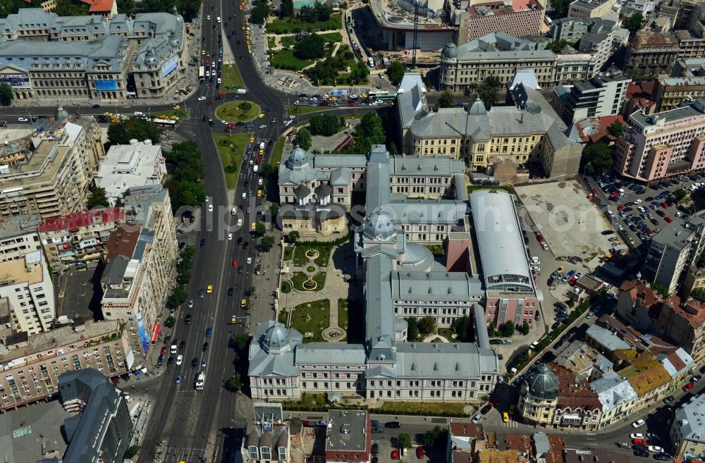 Bukarest from the bird's eye view: View of the Coltea Hospital in Bucharest in Romania