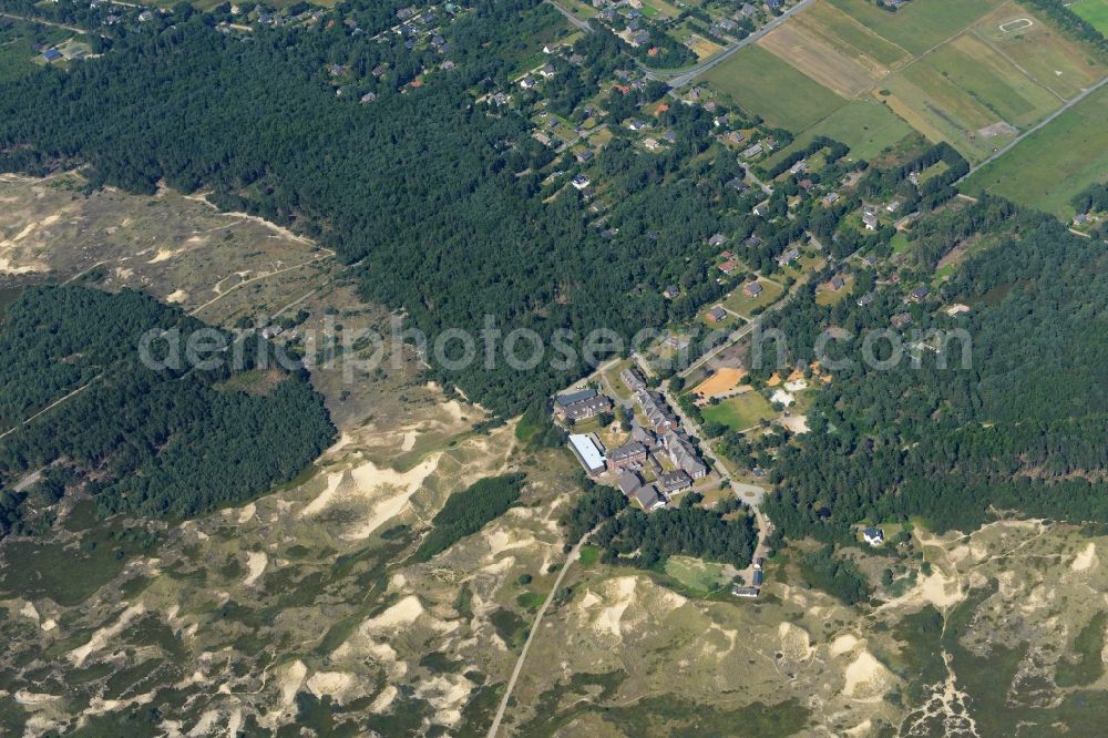 Aerial image Nebel - Clinic of the hospital grounds Sattelduene surrounded by woods in Nebel in the state Schleswig-Holstein