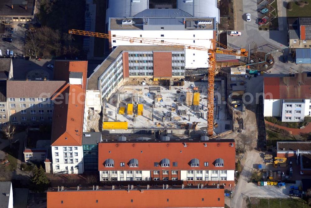 Aerial image Wittenberg - Bauarbeiten am Krankenhaus Paul-Gerhardt-Stiftung; Lutherstadt Wittenberg; Paul-Gerhardt-Strasse 42-45; 06886 Lutherstadt Wittenberg; http://