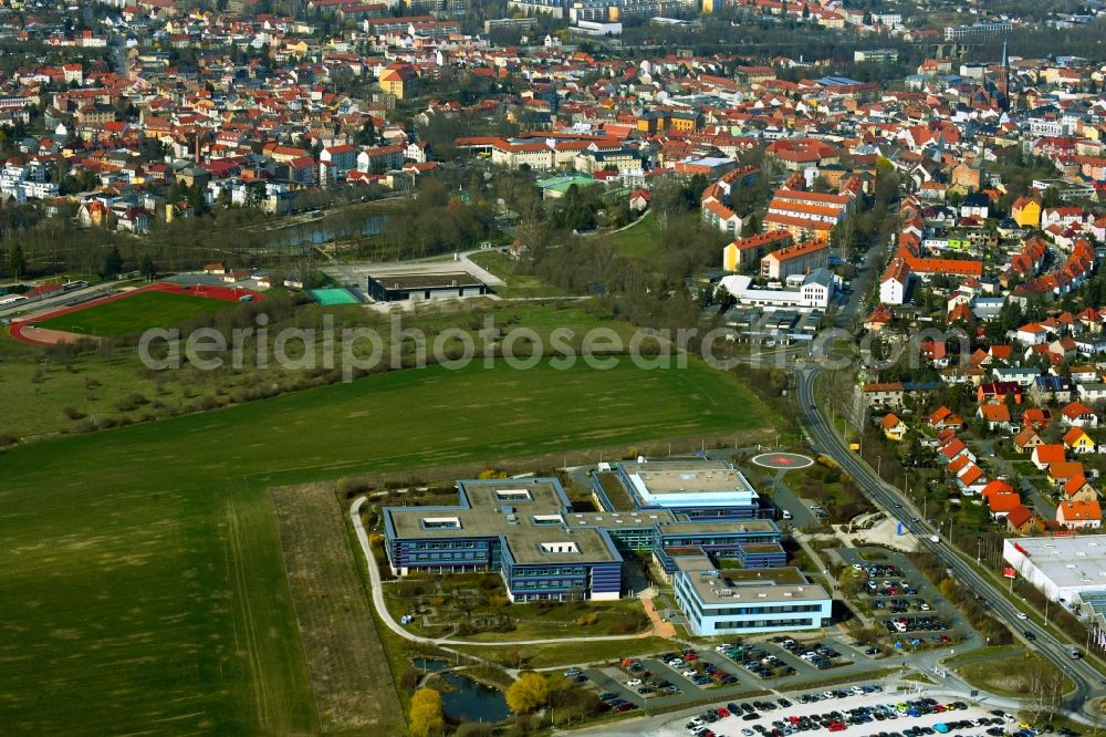 Aerial photograph Apolda - Clinic building and grounds of the hospital Robert Koch in Apolda in the state Thuringia, Germany