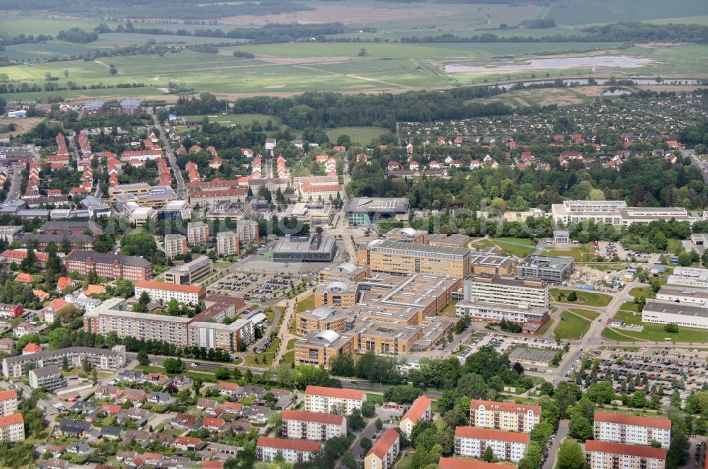 Hansestadt Greifswald from above - Hospital grounds of the Clinic Universitaetsmedizin in Greifswald in the state Mecklenburg - Western Pomerania, Germany