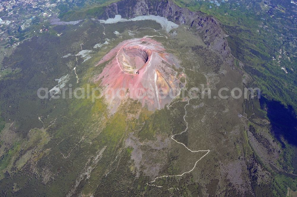 Neapel from the bird's eye view: View of the crater in the protected area / reserve at Mount Vesuvius near Naples, Italy