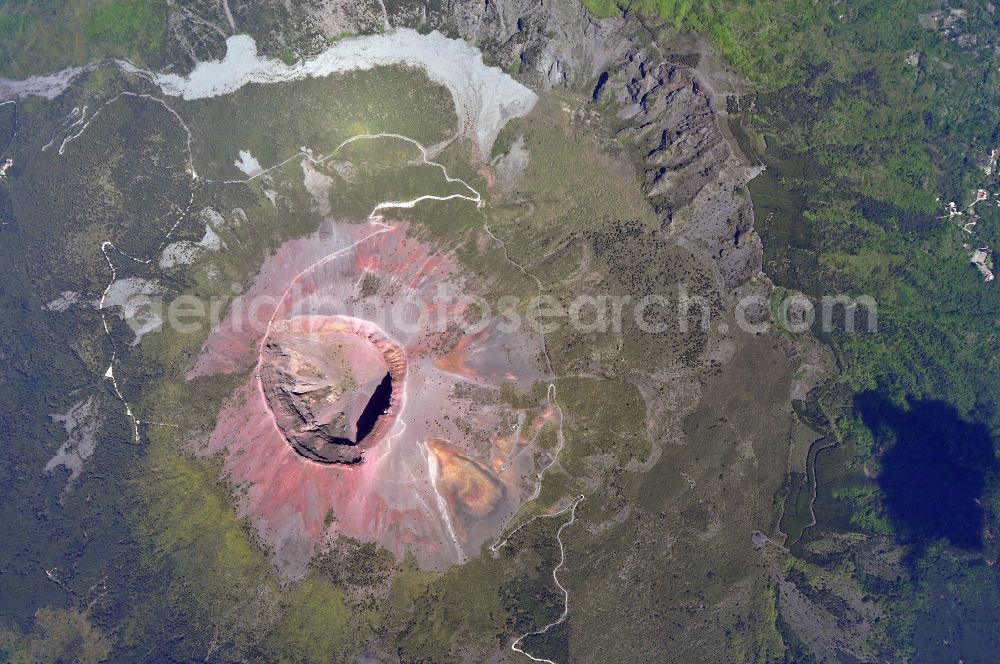 Aerial image Neapel - View of the crater in the protected area / reserve at Mount Vesuvius near Naples, Italy