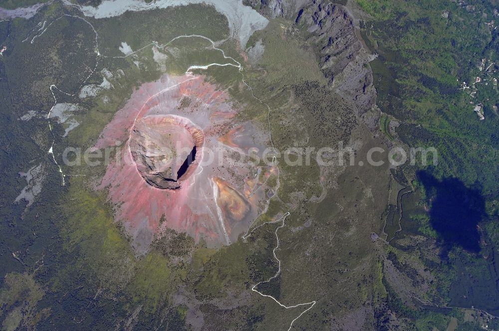 Aerial photograph Neapel - View of the crater in the protected area / reserve at Mount Vesuvius near Naples, Italy