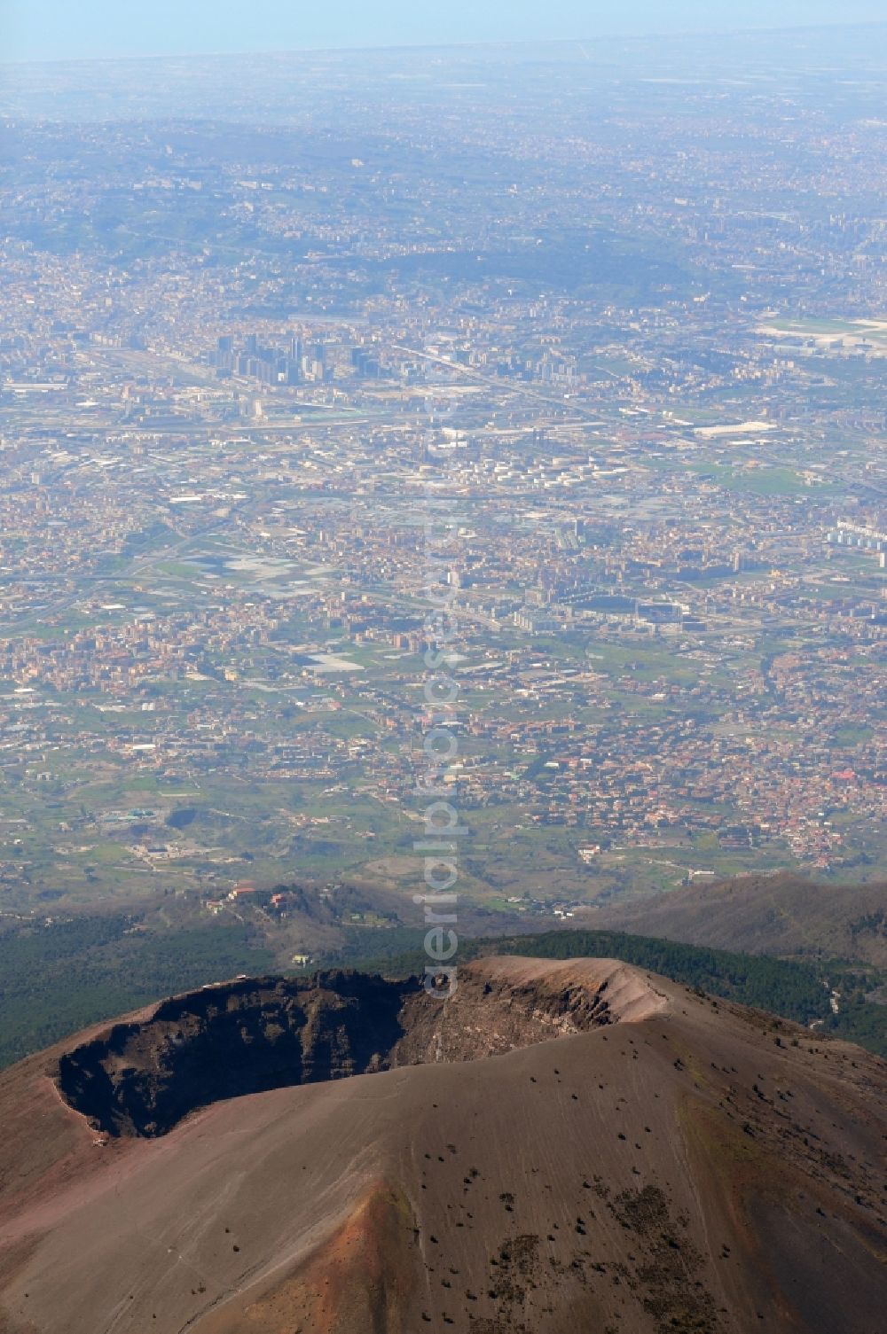 Neapel from above - View of the crater in the protected area / reserve at Mount Vesuvius near Naples, Italy