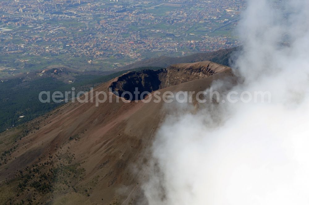 Neapel from the bird's eye view: View of the crater in the protected area / reserve at Mount Vesuvius near Naples, Italy