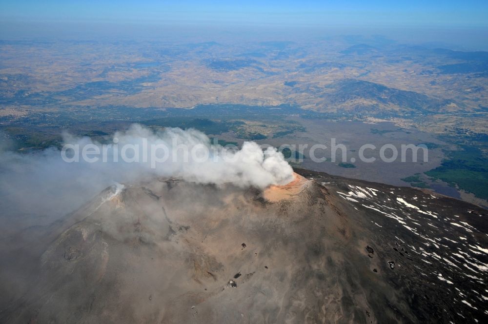 Aerial image Ätna - View to the volcano Mount Etna at Siciliy in italy