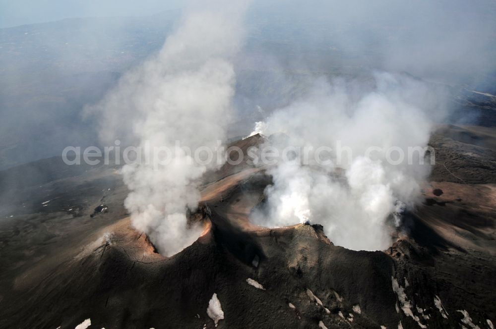 Aerial image Ätna - View to the volcano Mount Etna at Siciliy in italy