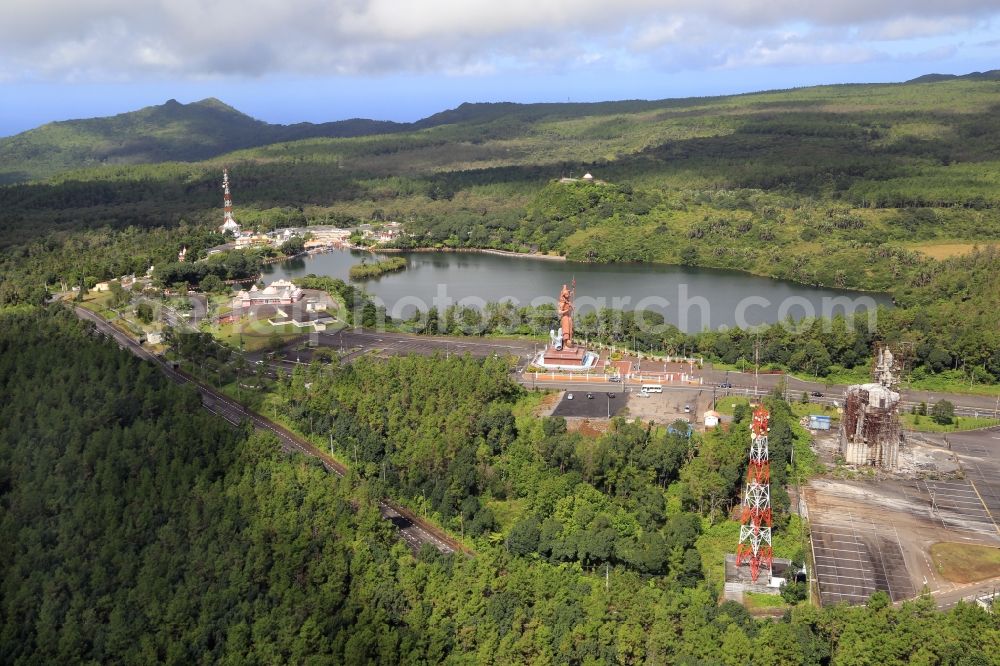 Aerial image Grand Bassin - Crater lake Grand Bassin is the holy lake of the Hindu religion on the Island Mauritius