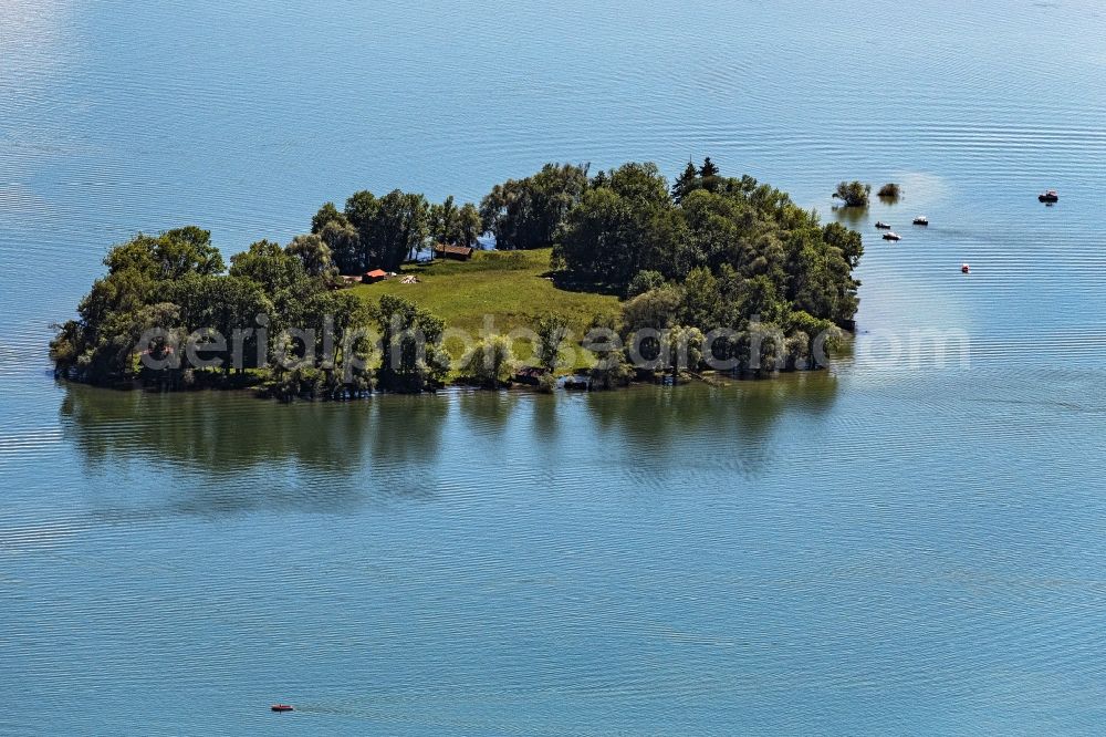 Aerial photograph Chiemsee - Lake Island Krautinsel on the Chiemsee in the state Bavaria