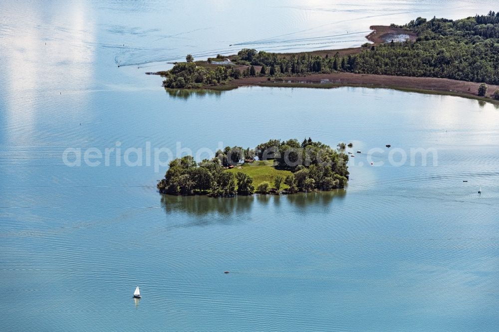 Chiemsee from above - Lake Island Krautinsel on the Chiemsee in the state Bavaria