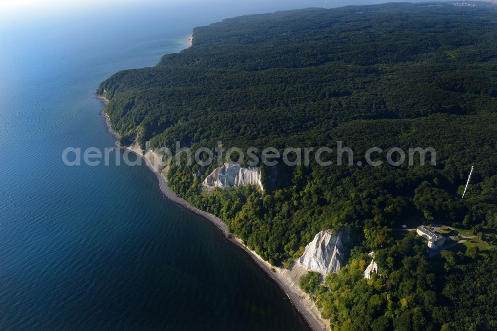 Sassnitz from above - The chalk cliff in the national park Jasmund on the Baltic sea coast in Sassnitz in the state Mecklenburg - Western Pomerania. The Koenigsstuhl belongs to the UNESCO World Heritage