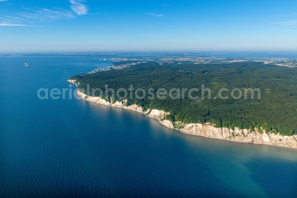 Aerial photograph Sassnitz - The chalk cliff in the national park Jasmund on the Baltic sea coast in Sassnitz in the state Mecklenburg - Western Pomerania. The Koenigsstuhl belongs to the UNESCO World Heritage