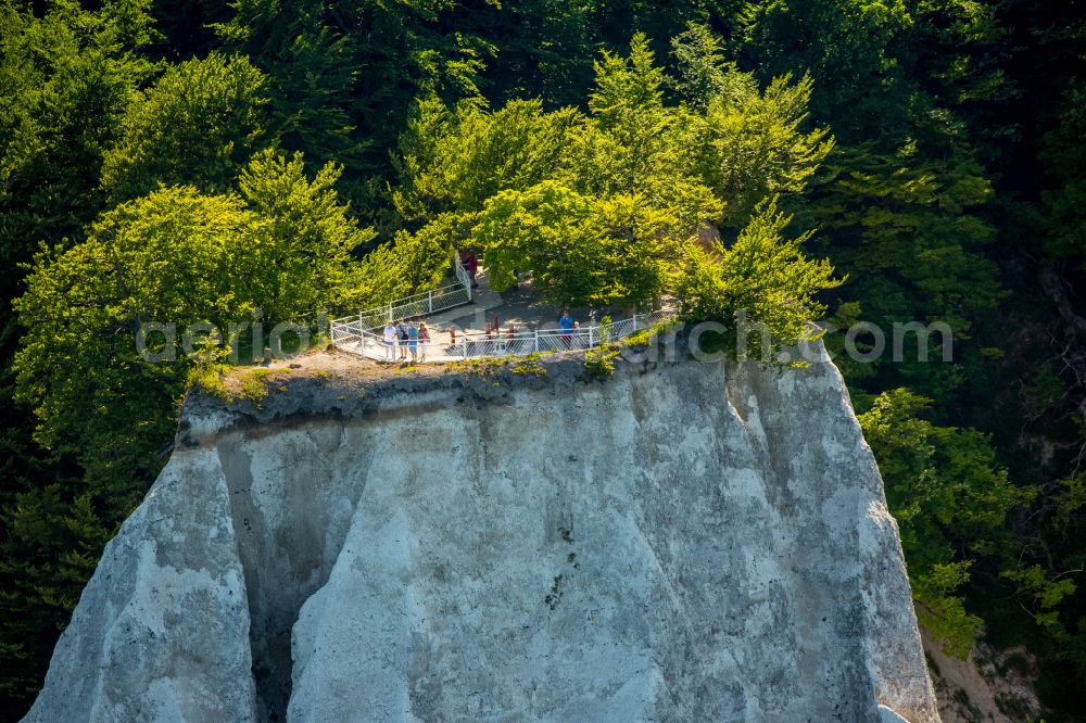 Stubbenkammer from above - Wooded chalk cliffs and cliff landscape in the Jasmund National Park on the cliffs on the Baltic Sea in Stubbenkammer on the island of Ruegen in the state Mecklenburg-West Pomerania, Germany