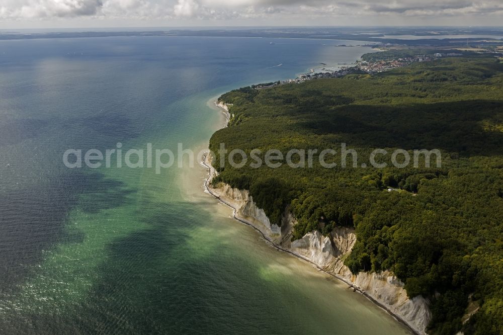 Sassnitz from above - View of the chalk coast near Sassnitz on the island Ruegen in Mecklenburg-Pomerania