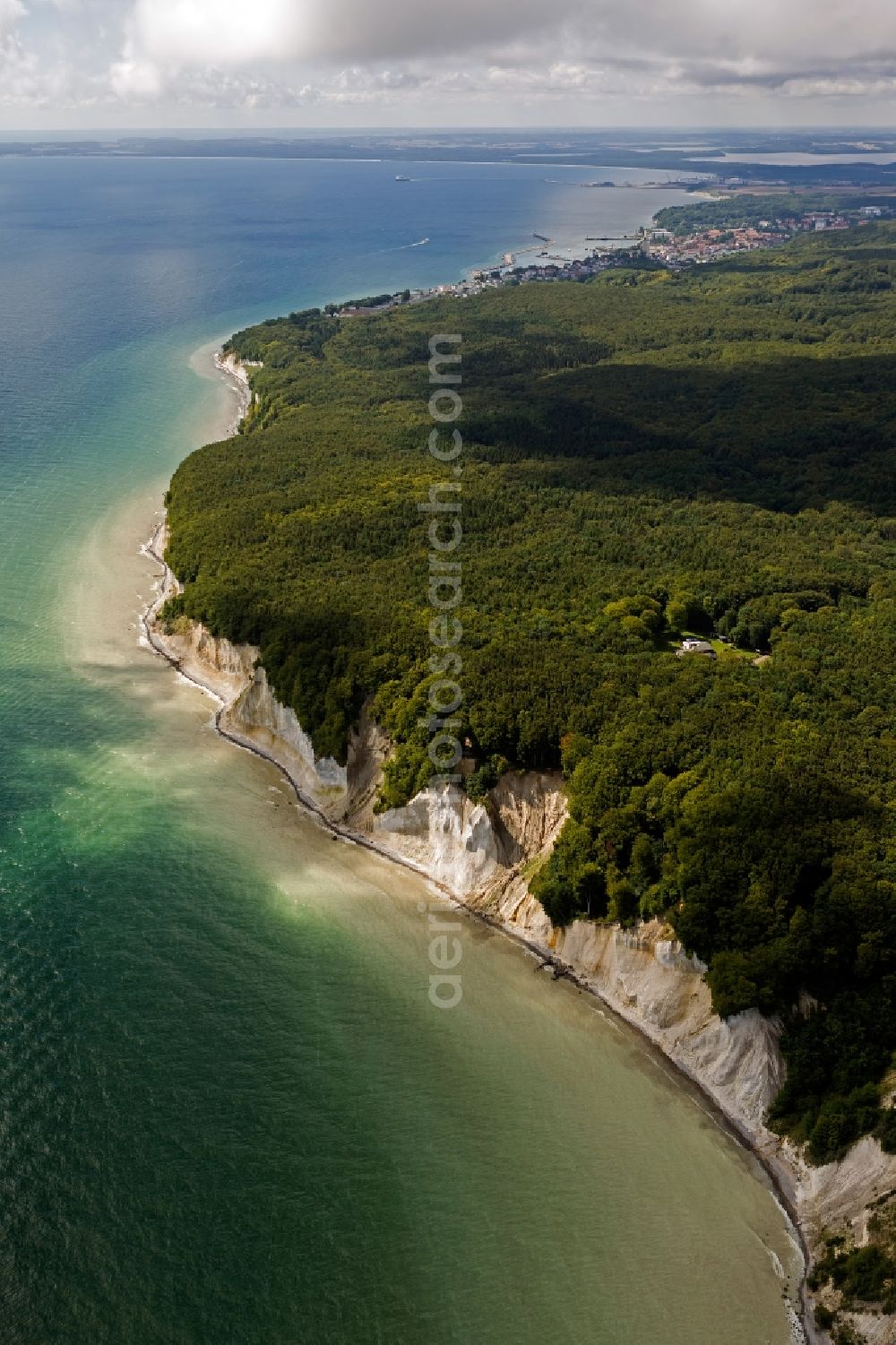 Sassnitz from the bird's eye view: View of the chalk coast near Sassnitz on the island Ruegen in Mecklenburg-Pomerania