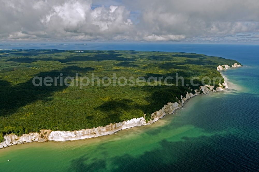 Aerial image Sassnitz - View of the chalk coast near Sassnitz on the island Ruegen in Mecklenburg-Pomerania