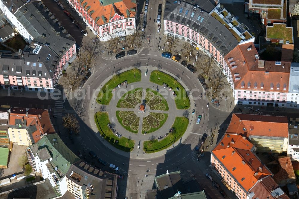 München from above - Circular area Gaertnerplatz in the district Ludwigsvorstadt-Isarvorstadt in Munich in the state Bavaria, Germany