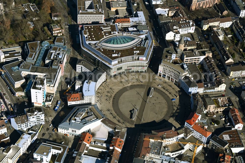 Kassel from above - Circular surface - Koenigsplace in Kassel in the state Hesse, Germany