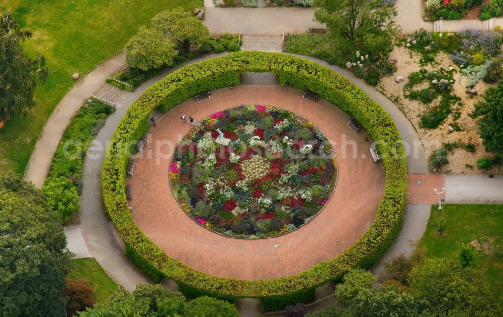 Aerial image Essen - Circular Garden in Grugapark in Essen in North Rhine-Westphalia