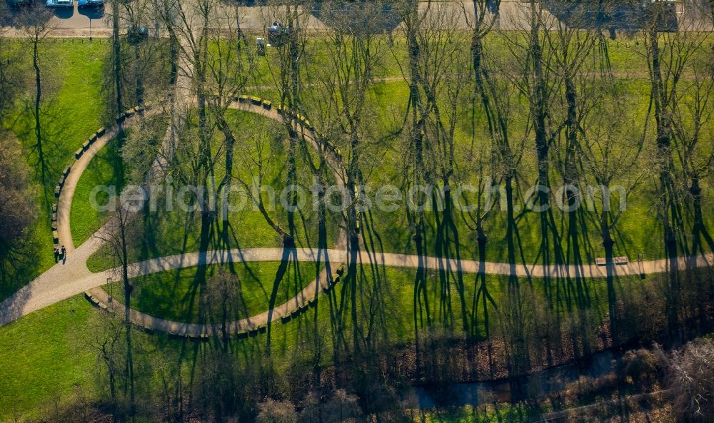 Aerial image Kamp-Lintfort - Round path in Stephanswaeldchen forest in Kamp-Lintfort in the state of North Rhine-Westphalia