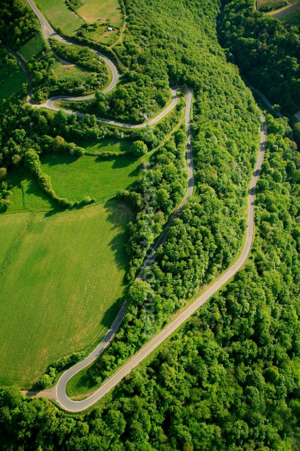 Aerial photograph Oberwesel OT Langscheid - View of the road K89 near the district of Langscheid in Oberwesel in the state of Rhineland-Palatinate