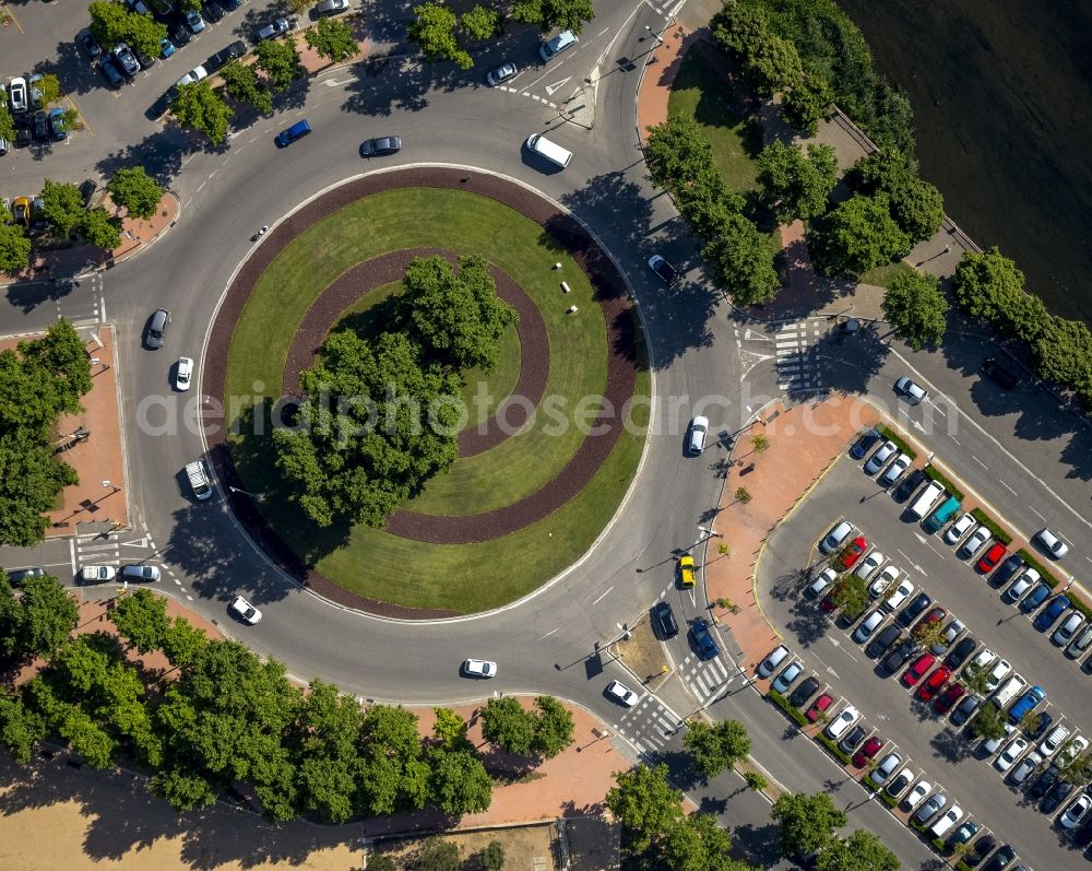 Aerial photograph Girona - Roundabout at the Av.Franca Sant Ponc in downtown Girona in Spain