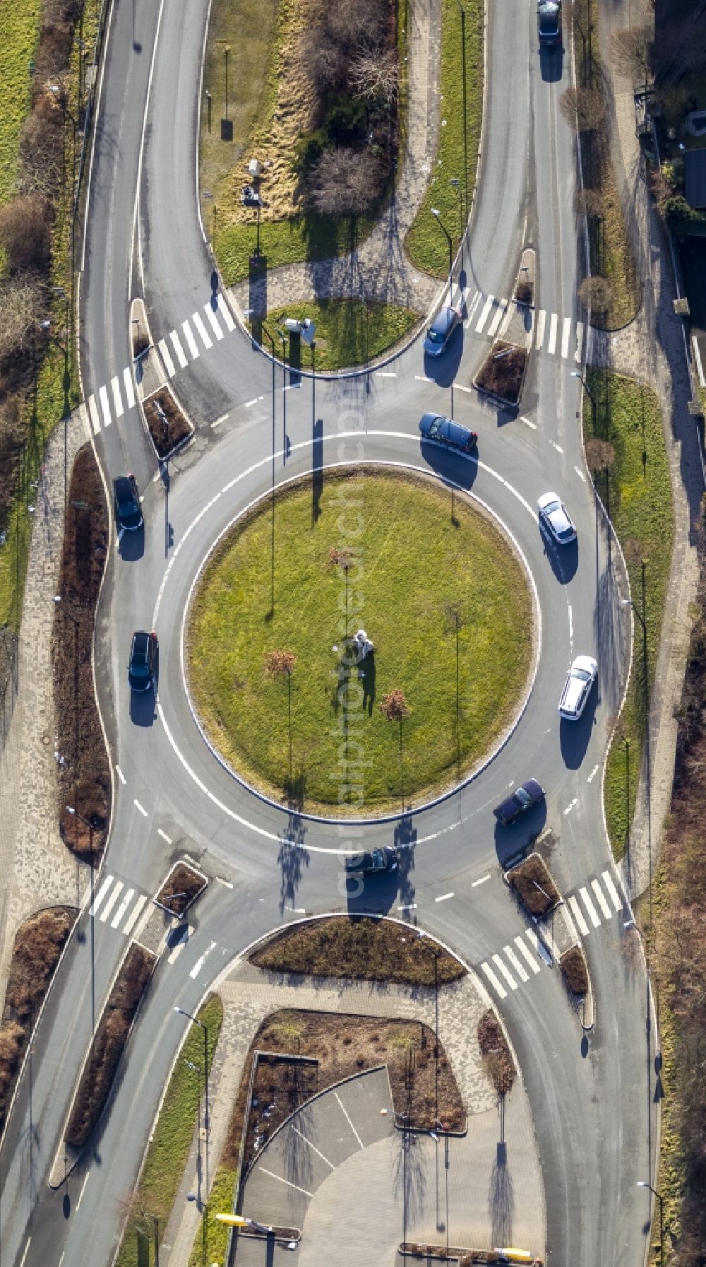 Schmallenberg from the bird's eye view: Roundabout on the B236 in Schmallenberg in the Ruhr area in North Rhine-Westphalia