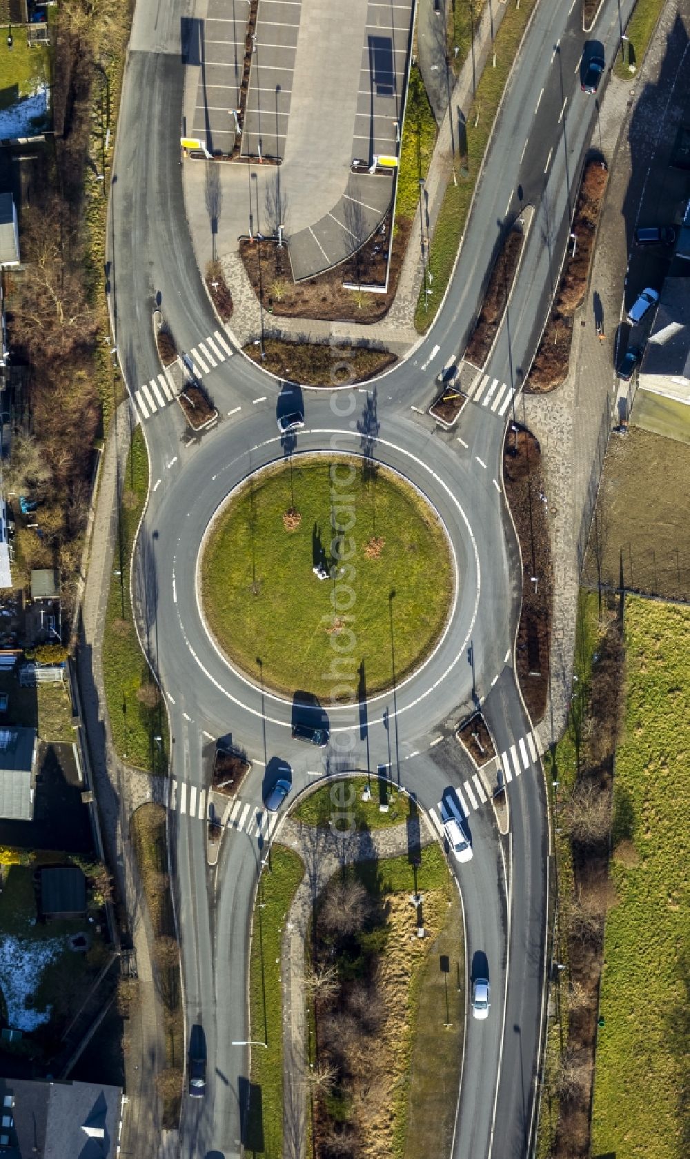 Aerial image Schmallenberg - Roundabout on the B236 in Schmallenberg in the Ruhr area in North Rhine-Westphalia