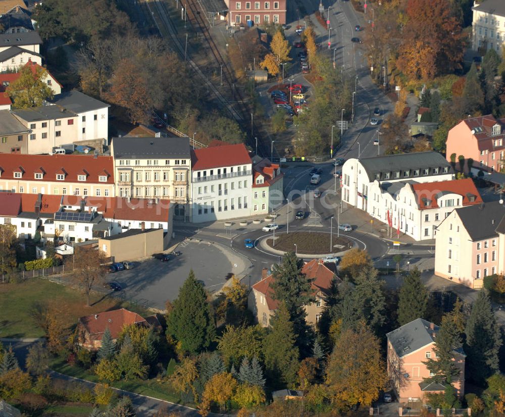 Aerial image Kamenz - Blick auf den Kreisverkehr Bönischplatz in Kamenz.