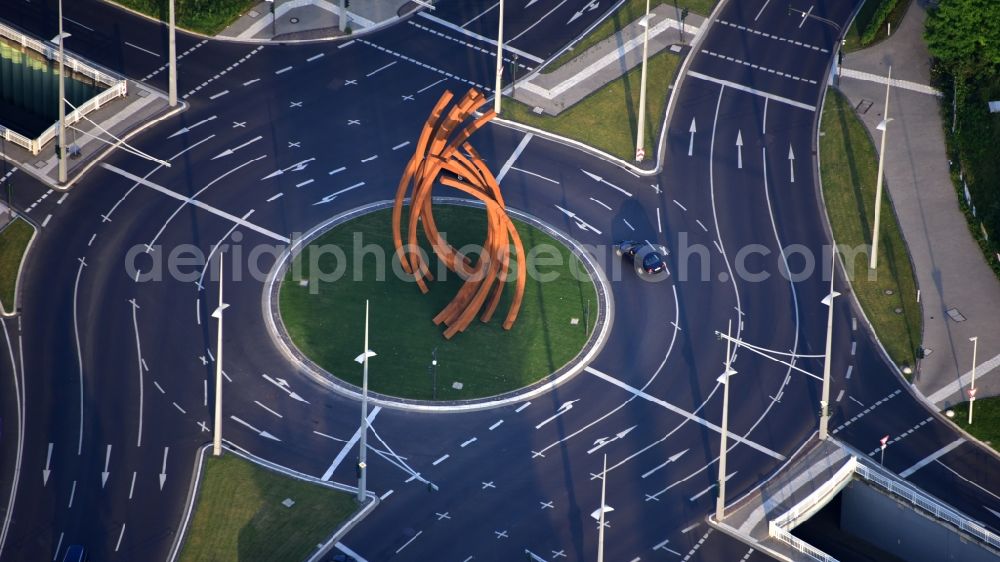 Bonn from the bird's eye view: Roundabout on the Friedrich-Ebert-Allee in Bonn in the state North Rhine-Westphalia, Germany